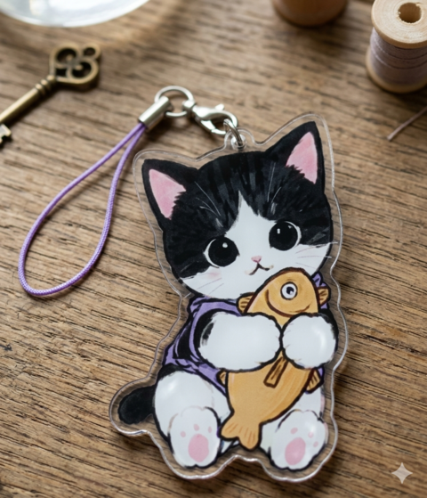 고양이 액막이 아크릴 키링 첫막이