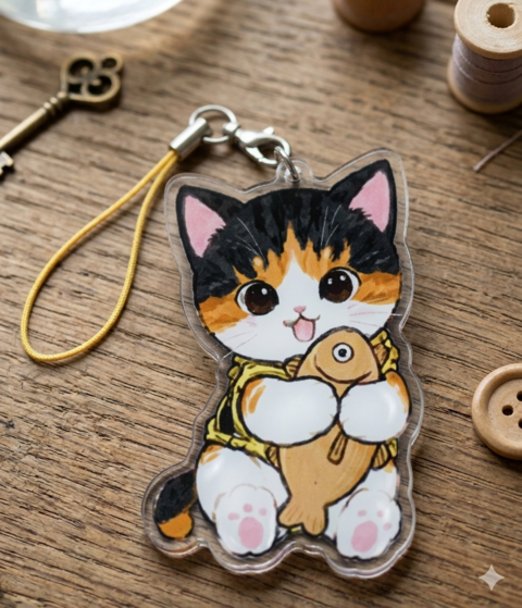 둘막이 고양이 액막이 아크릴 키링