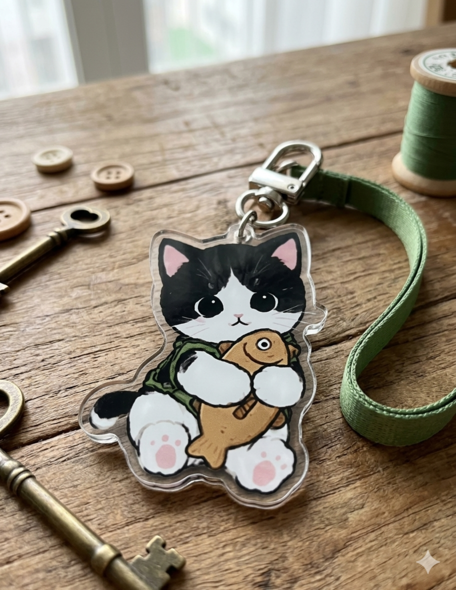 셋막이 고양이 액막이 아크릴 키링
